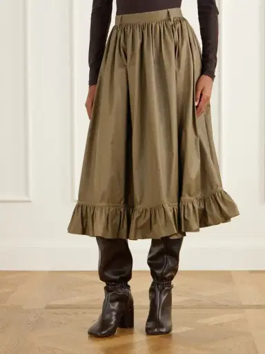 MM6 MAISON MARGIELA Waxed Cotton-blend Midi Skirt | Thumbnail 3 MM6 MAISON MARGIELA Waxed Cotton-blend Midi Skirt | Thumbnail 3