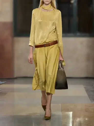 MM6 MAISON MARGIELA Scarf-detailed Gathered Pleated Habotai Midi Dress | Thumbnail 5 MM6 MAISON MARGIELA Scarf-detailed Gathered Pleated Habotai Midi Dress | Thumbnail 5