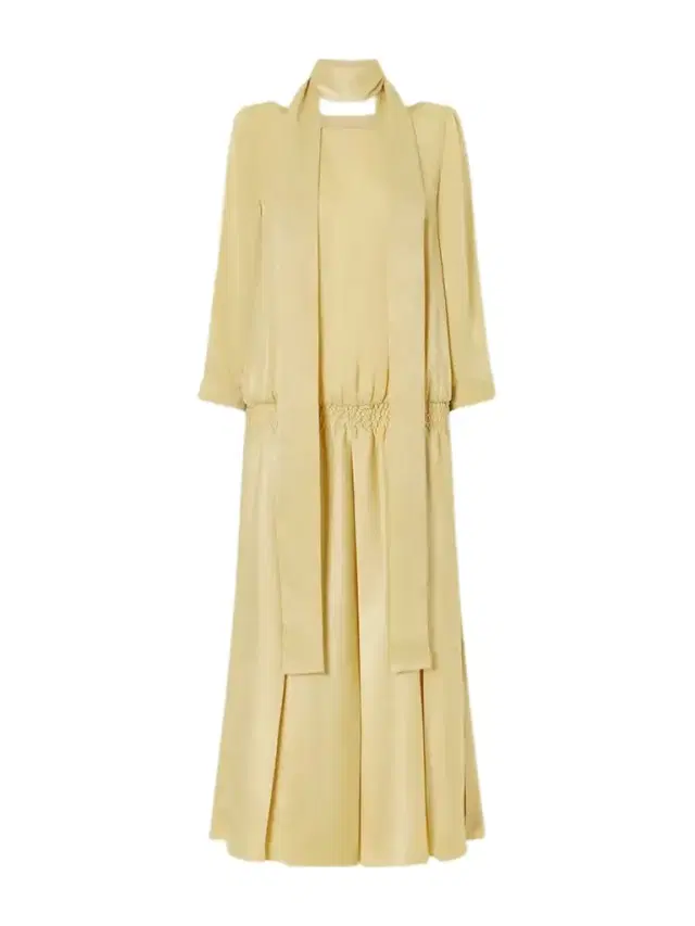 MM6 MAISON MARGIELA Scarf-detailed Gathered Pleated Habotai Midi Dress