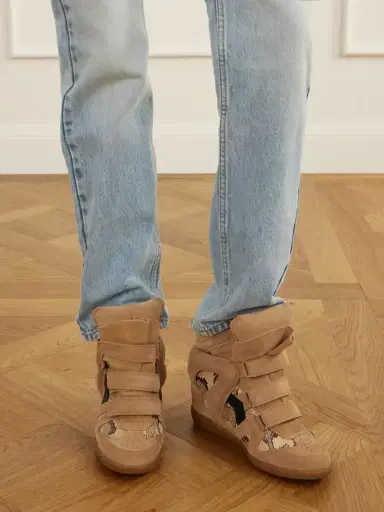 Isabel Marant Bekett Suede-trimmed Snake-effect Leather Wedge Sneakers | Thumbnail 2