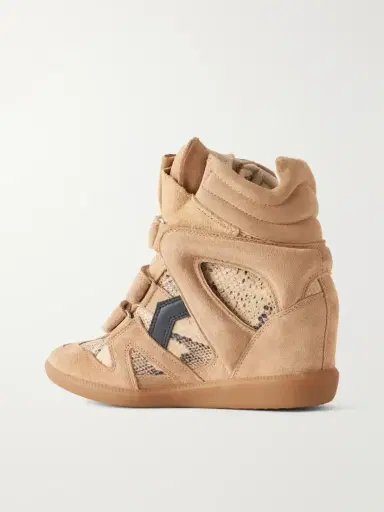 Isabel Marant Bekett Suede-trimmed Snake-effect Leather Wedge Sneakers | Thumbnail 3