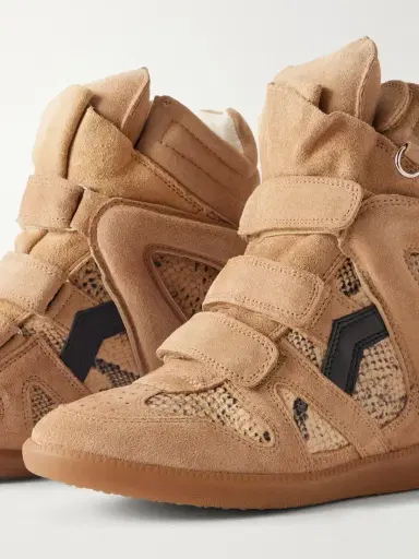 Isabel Marant Bekett Suede-trimmed Snake-effect Leather Wedge Sneakers | Thumbnail 5