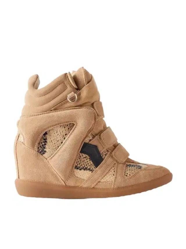 Bekett Suede-trimmed Snake-effect Leather Wedge Sneakers