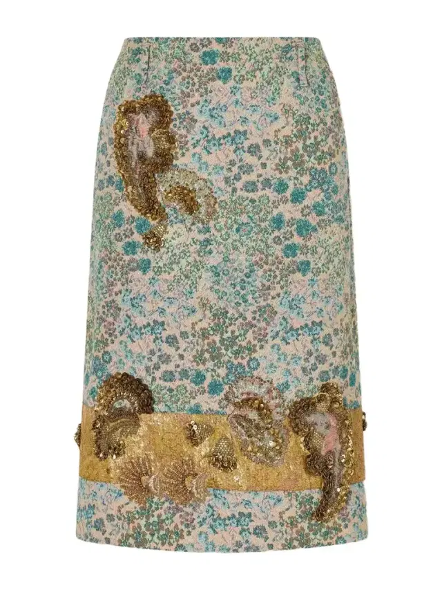 Dries Van Noten Embellished Floral-jacquard Midi Skirt