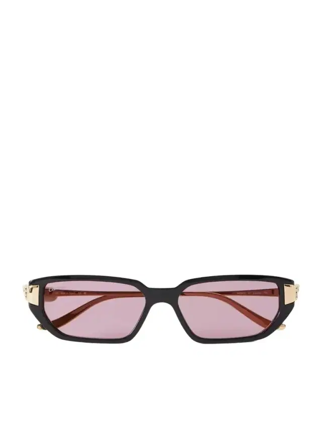 Cartier Eyewear Panthère De Cartier Rectangular-frame Recycled-acetate Gold-tone Sunglasses