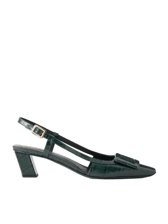 45 Croc-effect Leather Slingback Pumps
