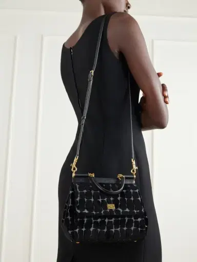 Dolce & Gabbana Leather-trimmed Velvet Top Handle Bag | Thumbnail 2