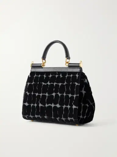Dolce & Gabbana Leather-trimmed Velvet Top Handle Bag | Thumbnail 4