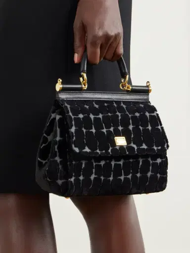 Dolce & Gabbana Leather-trimmed Velvet Top Handle Bag | Thumbnail 6