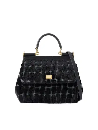 Dolce & Gabbana Leather-trimmed Velvet Top Handle Bag | Thumbnail 1