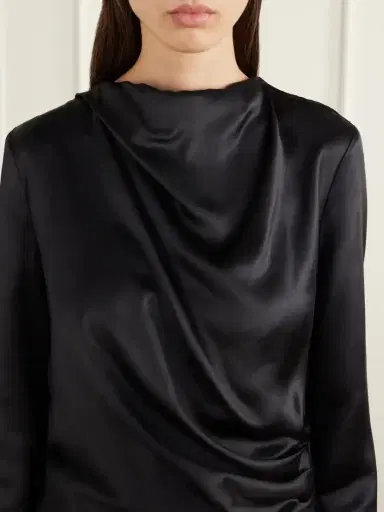 Loulou de Saison Anya Gathered Satin Blouse | Thumbnail 5