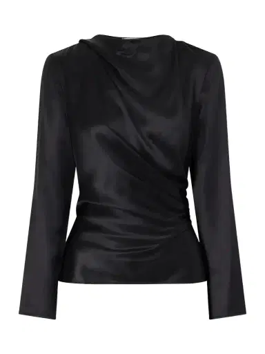 Loulou de Saison Anya Gathered Satin Blouse | Thumbnail 1