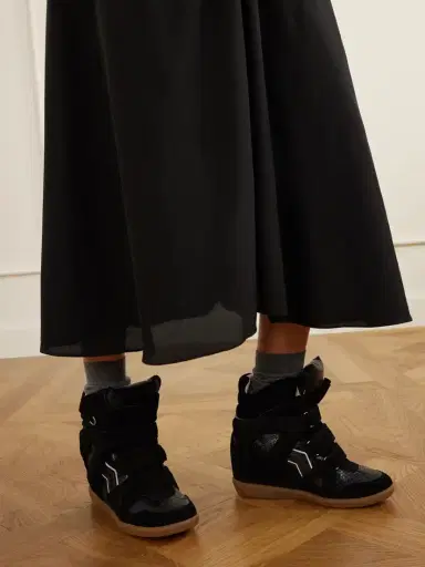 Isabel Marant Bekett Suede-trimmed Snake-effect Leather Wedge Sneakers | Thumbnail 2
