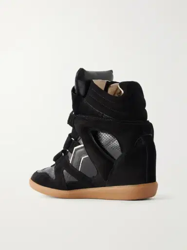 Isabel Marant Bekett Suede-trimmed Snake-effect Leather Wedge Sneakers | Thumbnail 3