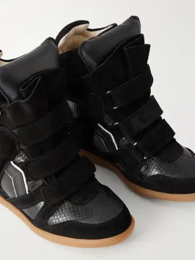 Isabel Marant Bekett Suede-trimmed Snake-effect Leather Wedge Sneakers | Thumbnail 5