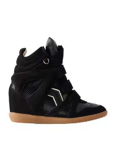 Isabel Marant Bekett Suede-trimmed Snake-effect Leather Wedge Sneakers | Thumbnail 1