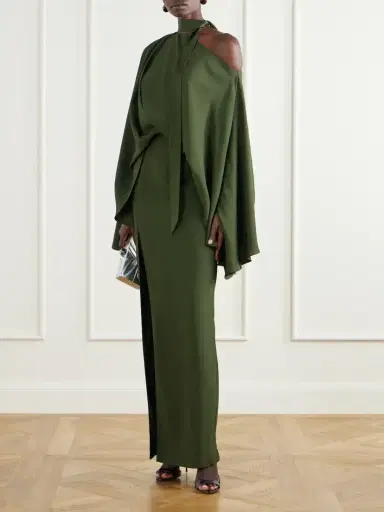 Taller Marmo Juniper Asymmetric Tie-detailed Crepe-cady Gown | Thumbnail 2