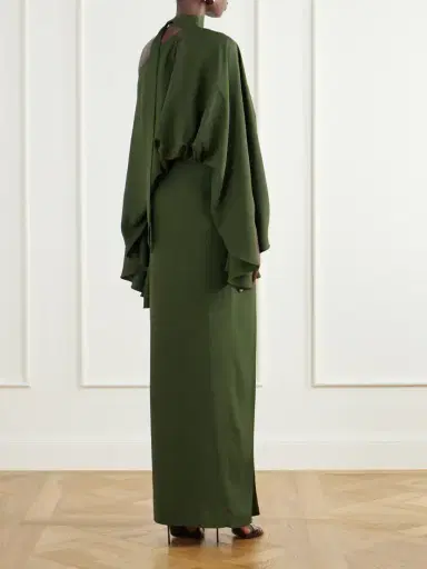 Taller Marmo Juniper Asymmetric Tie-detailed Crepe-cady Gown | Thumbnail 3