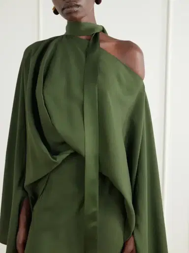 Taller Marmo Juniper Asymmetric Tie-detailed Crepe-cady Gown | Thumbnail 4