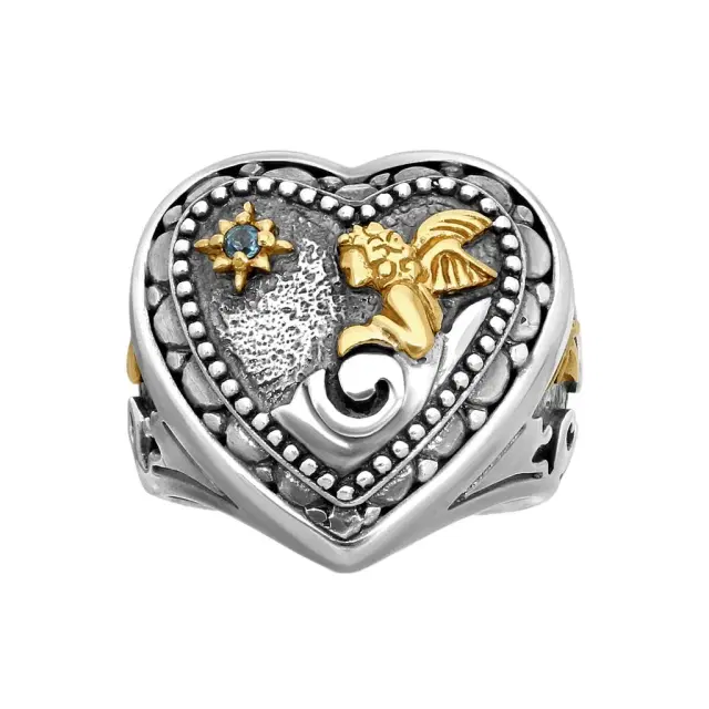 Konstantino Konstantino Angelic Sterling Silver Labradorite Angel Heart Ring Sz. 7 by The Solist