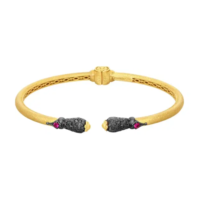Konstantino Konstantino Callas 18K Yellow Gold Black Diamond & Ruby Cuff Bracelet by The Solist