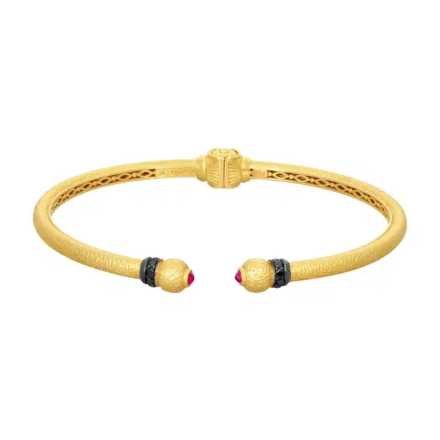 Konstantino Konstantino Callas 18K Yellow Gold Black Diamond & Ruby Cuff Bracelet by The Solist