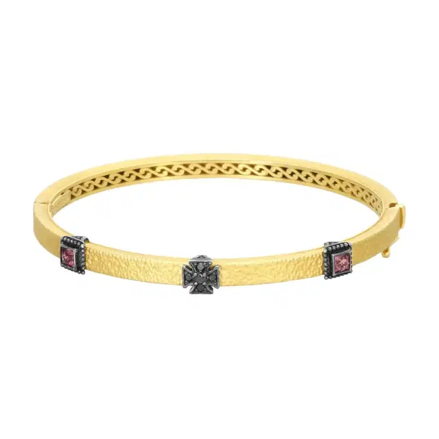 Konstantino Konstantino Callas 18K Yellow Gold Black Diamond & Sapphire Cuff Bracelet by The Solist