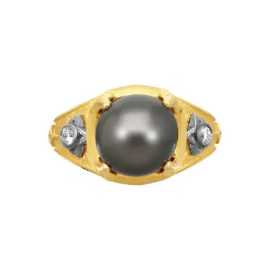 Konstantino Konstantino Callas 18K Yellow Gold Diamond & Pearl Statement Ring Sz. 7 by The Solist | Thumbnail 1