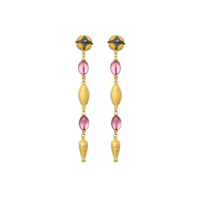 Konstantino Konstantino Callas 18K Yellow Gold Diamond & Pink Tourmaline Drop Earrings by The Solist