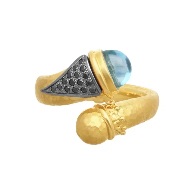 Konstantino Konstantino Callas 18K Yellow Gold Diamond & Swiss Blue Topaz Ring Sz. 7 by The Solist