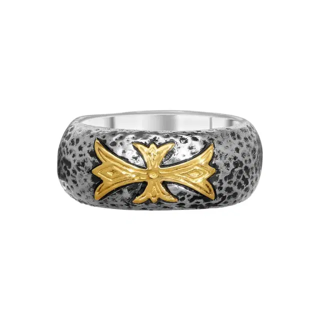 Konstantino Konstantino SG Classic 18K Yellow Gold & Sterling Silver Cross Band Ring Sz. 8 by The Solist