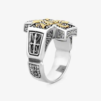 Konstantino Konstantino Stavros 18K Yellow Gold & Sterling Silver Ring Cross Sz. 11 by The Solist | Thumbnail 2