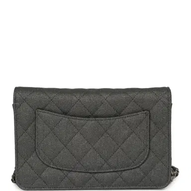 Chanel Chanel "Space Charms" Reissue Wallet On Chain Dark Grey Coated Canvas Ruthenium Hardware | Thumbnail 4