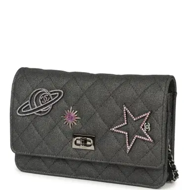 Chanel Chanel "Space Charms" Reissue Wallet On Chain Dark Grey Coated Canvas Ruthenium Hardware | Thumbnail 5