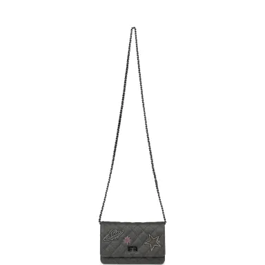 Chanel Chanel "Space Charms" Reissue Wallet On Chain Dark Grey Coated Canvas Ruthenium Hardware | Thumbnail 7
