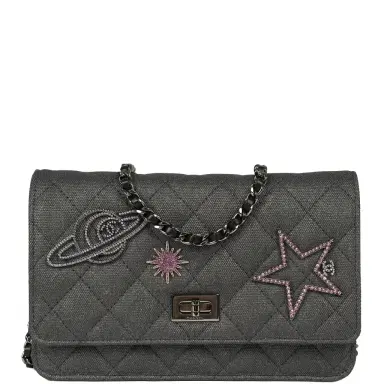 Chanel Chanel "Space Charms" Reissue Wallet On Chain Dark Grey Coated Canvas Ruthenium Hardware | Thumbnail 1