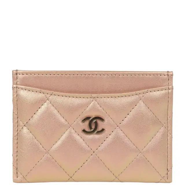 Chanel Chanel Classic Card Holder Wallet Light Pink Iridescent Calfskin Silver Hardware