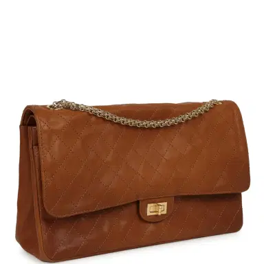 Chanel Chanel Maxi "Crush" Reissue 225 2.55 Double Flap Bag Camel Patinated Calfskin Gold Hardware | Thumbnail 2