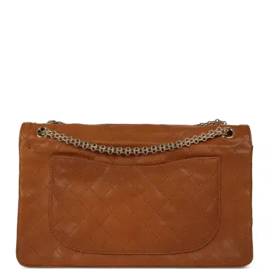 Chanel Chanel Maxi "Crush" Reissue 225 2.55 Double Flap Bag Camel Patinated Calfskin Gold Hardware | Thumbnail 4