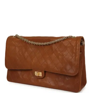 Chanel Chanel Maxi "Crush" Reissue 225 2.55 Double Flap Bag Camel Patinated Calfskin Gold Hardware | Thumbnail 5