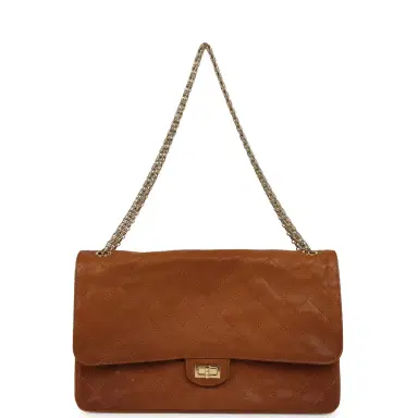 Chanel Chanel Maxi "Crush" Reissue 225 2.55 Double Flap Bag Camel Patinated Calfskin Gold Hardware | Thumbnail 7