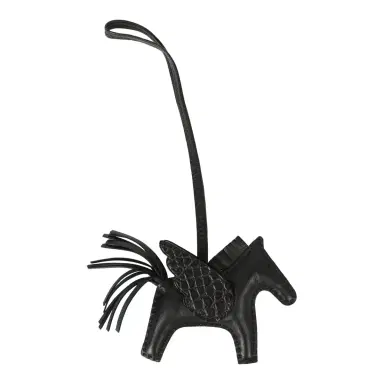 HERMÈS Hermes Pegase Rodeo Bag Charm PM So Black Touch Milo Lambskin and Matte Alligator | Thumbnail 2 HERMÈS Hermes Pegase Rodeo Bag Charm PM So Black Touch Milo Lambskin and Matte Alligator | Thumbnail 2