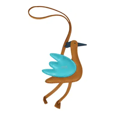 HERMÈS Hermes Petit H Crane Bag Charm Sesame, Turquoise, Bleu Tie Milo Lambskin and Epsom | Thumbnail 2 HERMÈS Hermes Petit H Crane Bag Charm Sesame, Turquoise, Bleu Tie Milo Lambskin and Epsom | Thumbnail 2