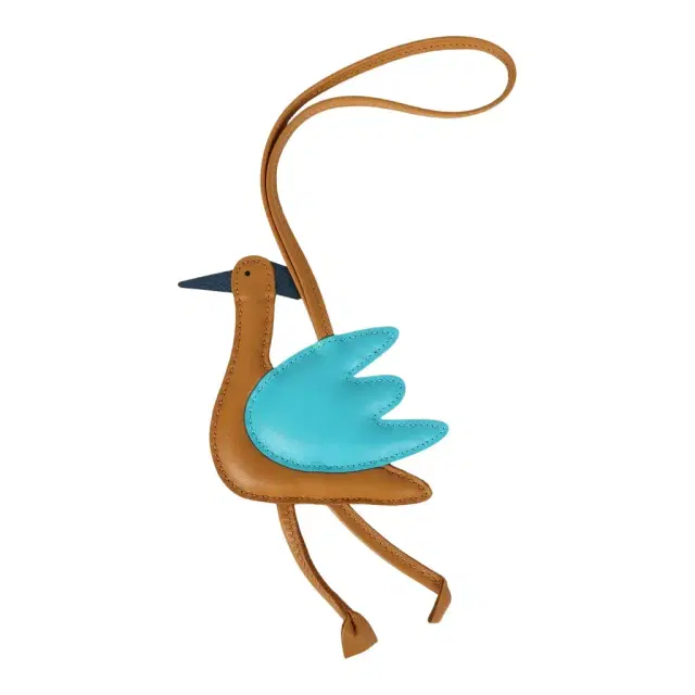 Hermes Petit H Crane Bag Charm Sesame, Turquoise, Bleu Tie Milo Lambskin and Epsom