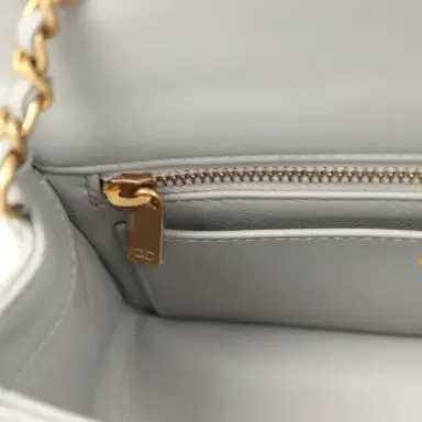 Chanel Pre-owned Chanel Mini Pearl Crush Rectangular Flap Bag Grey Lambskin Brushed Gold Hardware | Thumbnail 11 Chanel Pre-owned Chanel Mini Pearl Crush Rectangular Flap Bag Grey Lambskin Brushed Gold Hardware | Thumbnail 11