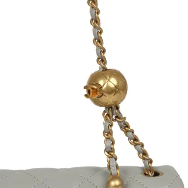 Chanel Pre-owned Chanel Mini Pearl Crush Rectangular Flap Bag Grey Lambskin Brushed Gold Hardware | Thumbnail 8 Chanel Pre-owned Chanel Mini Pearl Crush Rectangular Flap Bag Grey Lambskin Brushed Gold Hardware | Thumbnail 8