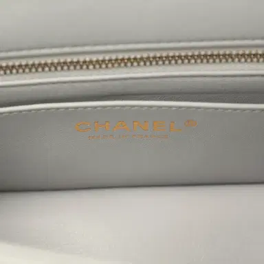 Chanel Pre-owned Chanel Mini Pearl Crush Rectangular Flap Bag Grey Lambskin Brushed Gold Hardware | Thumbnail 10 Chanel Pre-owned Chanel Mini Pearl Crush Rectangular Flap Bag Grey Lambskin Brushed Gold Hardware | Thumbnail 10