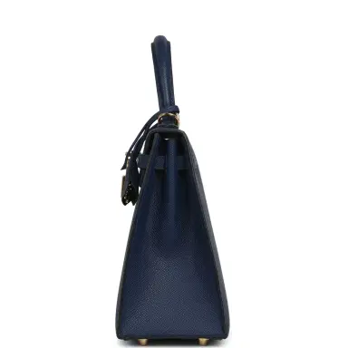 HERMÈS Pre-owned Hermes Kelly Sellier 25 Bleu Navy Epsom Gold Hardware | Thumbnail 3
