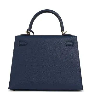 HERMÈS Pre-owned Hermes Kelly Sellier 25 Bleu Navy Epsom Gold Hardware | Thumbnail 4