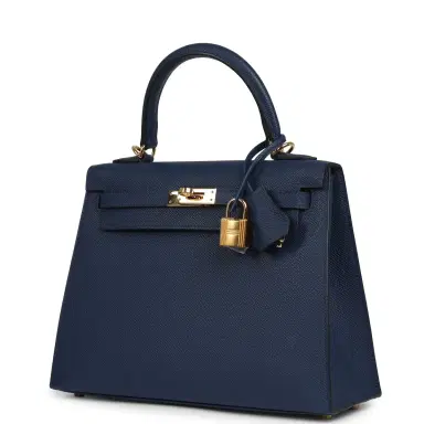HERMÈS Pre-owned Hermes Kelly Sellier 25 Bleu Navy Epsom Gold Hardware | Thumbnail 5